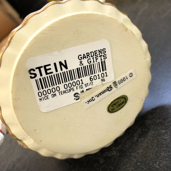 1995 Roman Inc Mice On Tea Cups Figurine Christmas Holiday Holly Hot Cocoa Uniqu - Picture 5 of 7